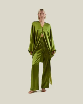 Verdi Satin Pants in Agave