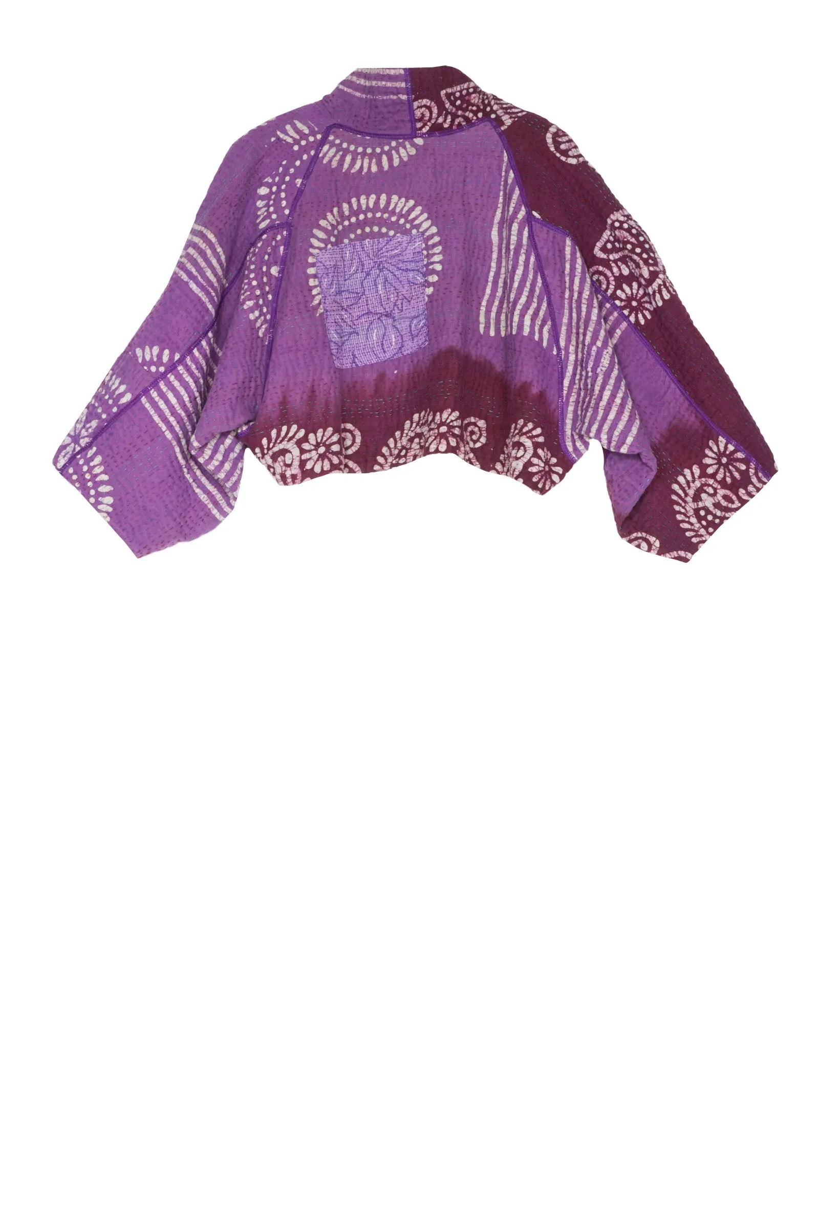 VINTAGE COTTON KANTHA  PUFF SLV. SHRUG - cv4062-0023a -