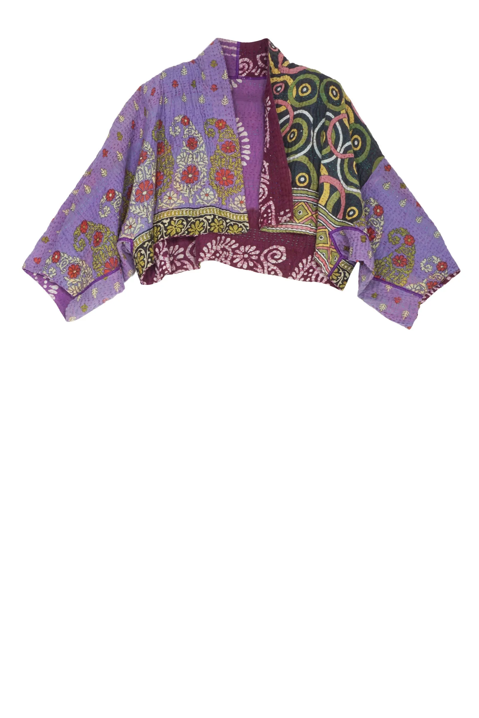VINTAGE COTTON KANTHA  PUFF SLV. SHRUG - cv4062-0023a -