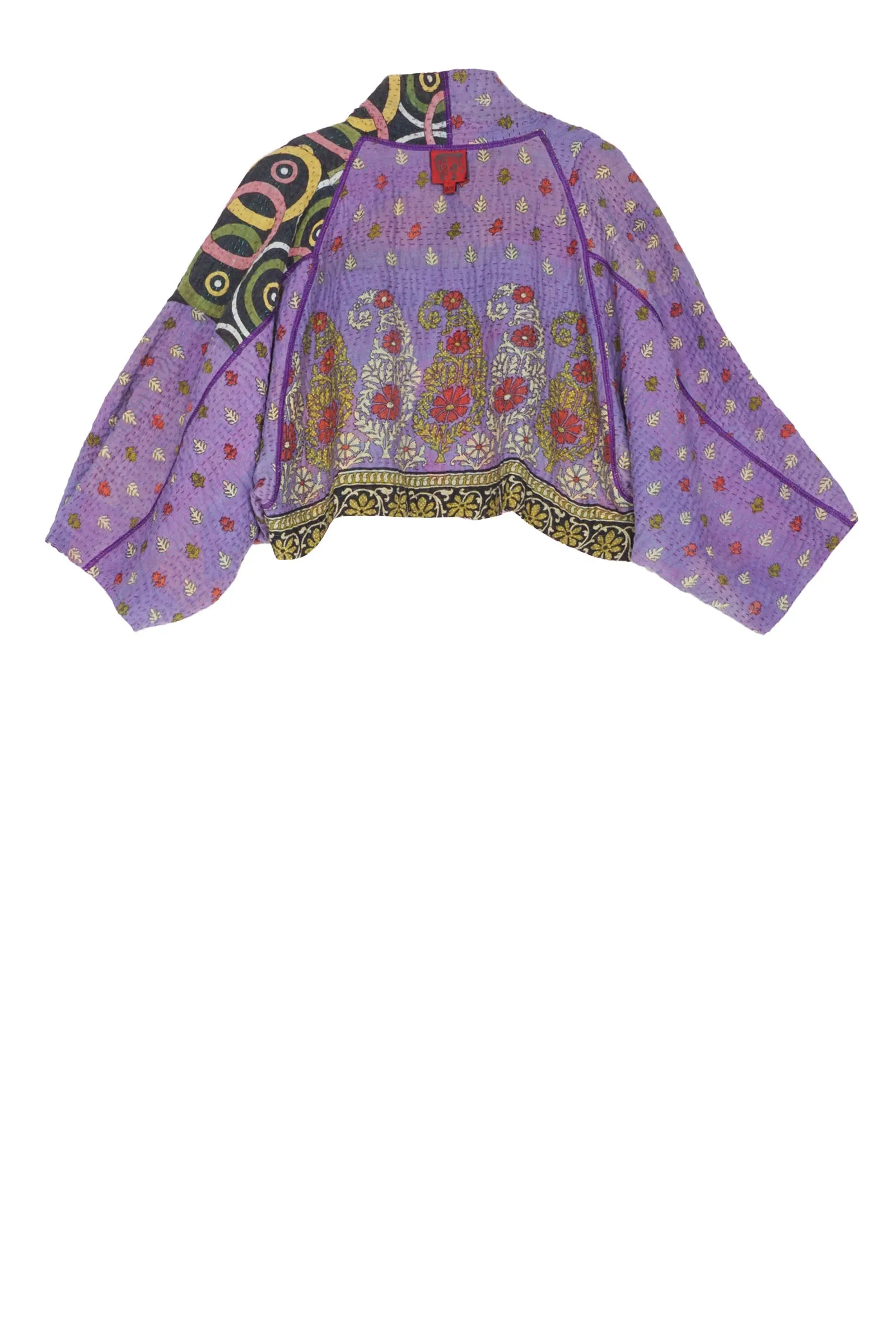 VINTAGE COTTON KANTHA  PUFF SLV. SHRUG - cv4062-0023a -