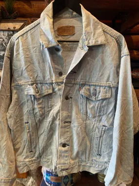 Vintage Levis Bleach Faded Denim Jacket, Medium