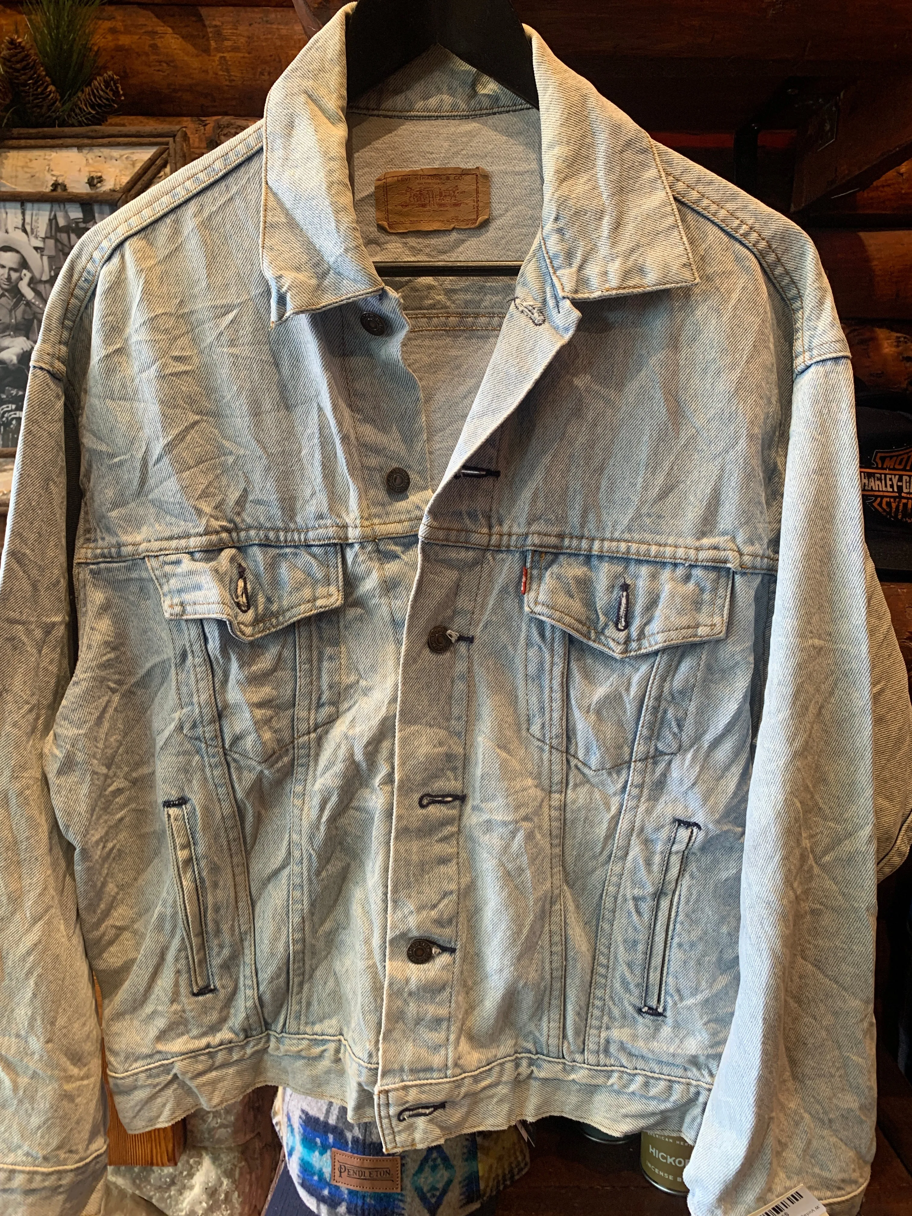 Vintage Levis Bleach Faded Denim Jacket, Medium