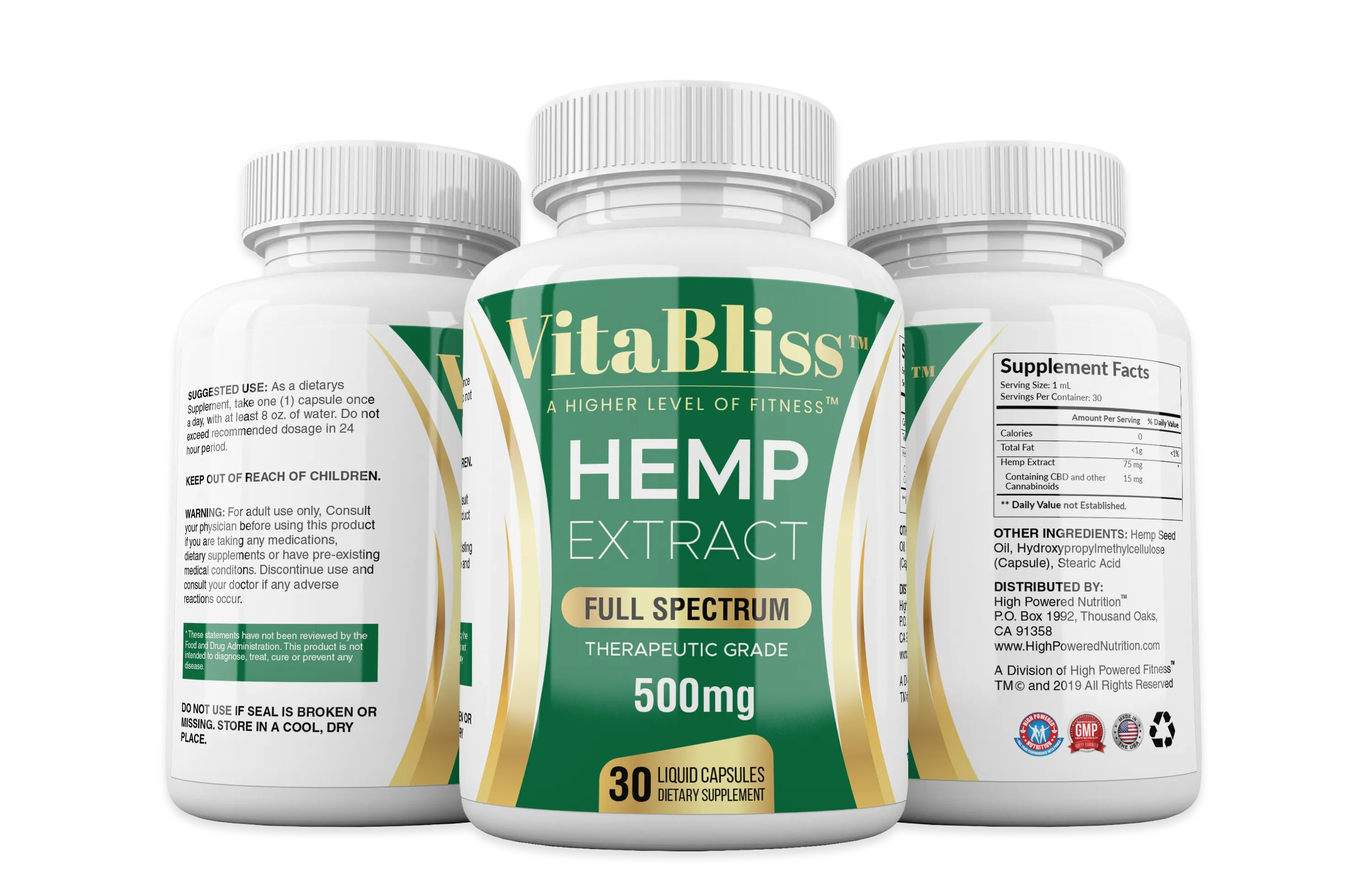 VitaBliss™ CBD Full Spectrum 500mg Capsules A Higher Level Of Fitness™