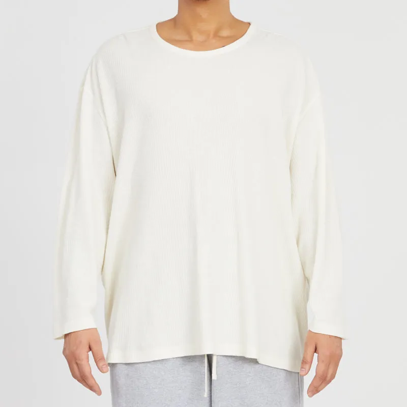 Waffle Thermal Long Sleeve T-Shirt - Cream