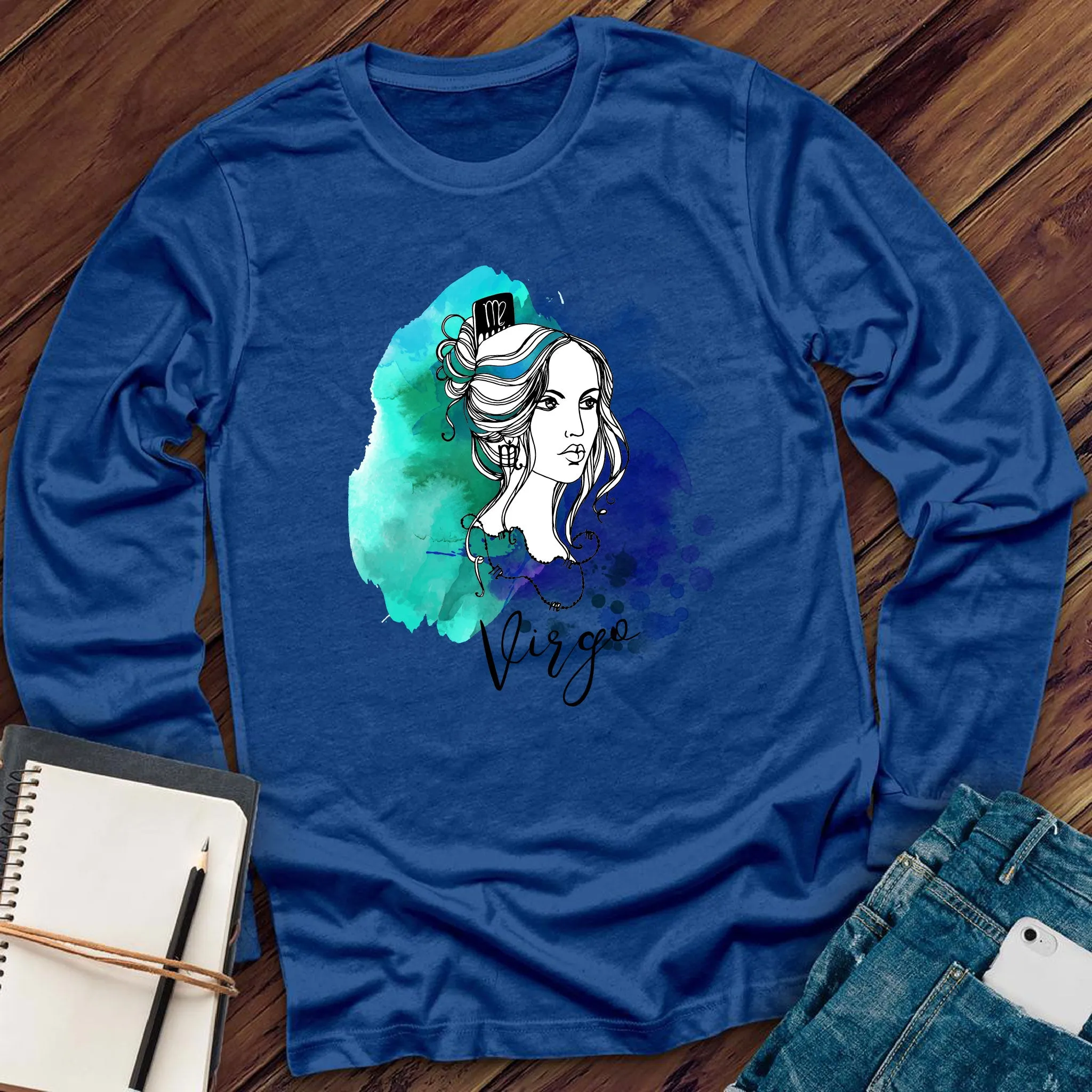 Watercolor Virgo Woman Long Sleeve