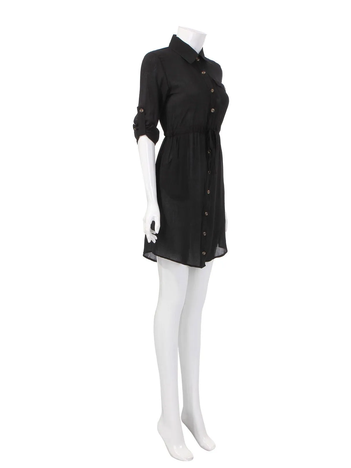 Wholesale Black Long Sleeve Shirt Dress