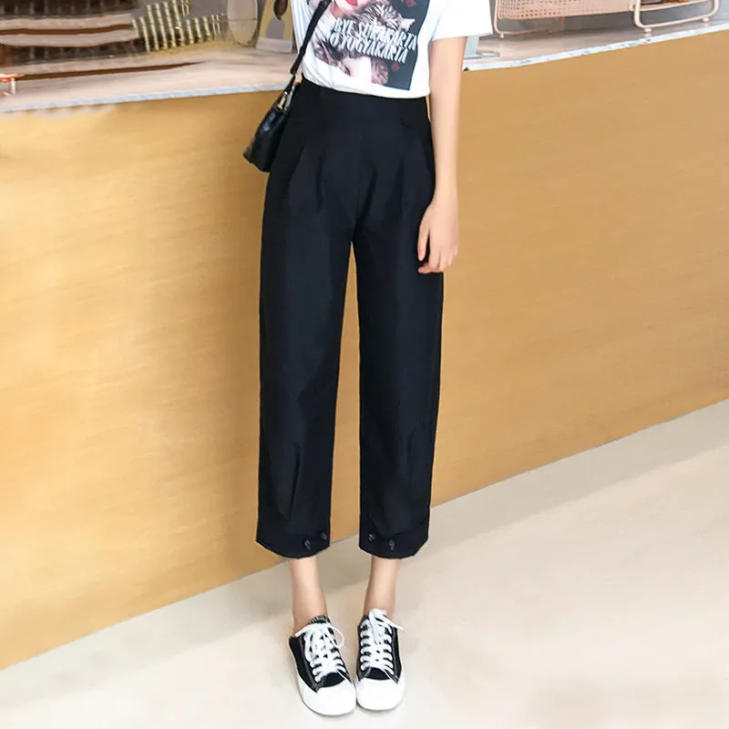 Wide Leg Pants Women Summer Korean Straight High Waist Slim Look Cool Lantern Loose Jogger Thin Casual Pants