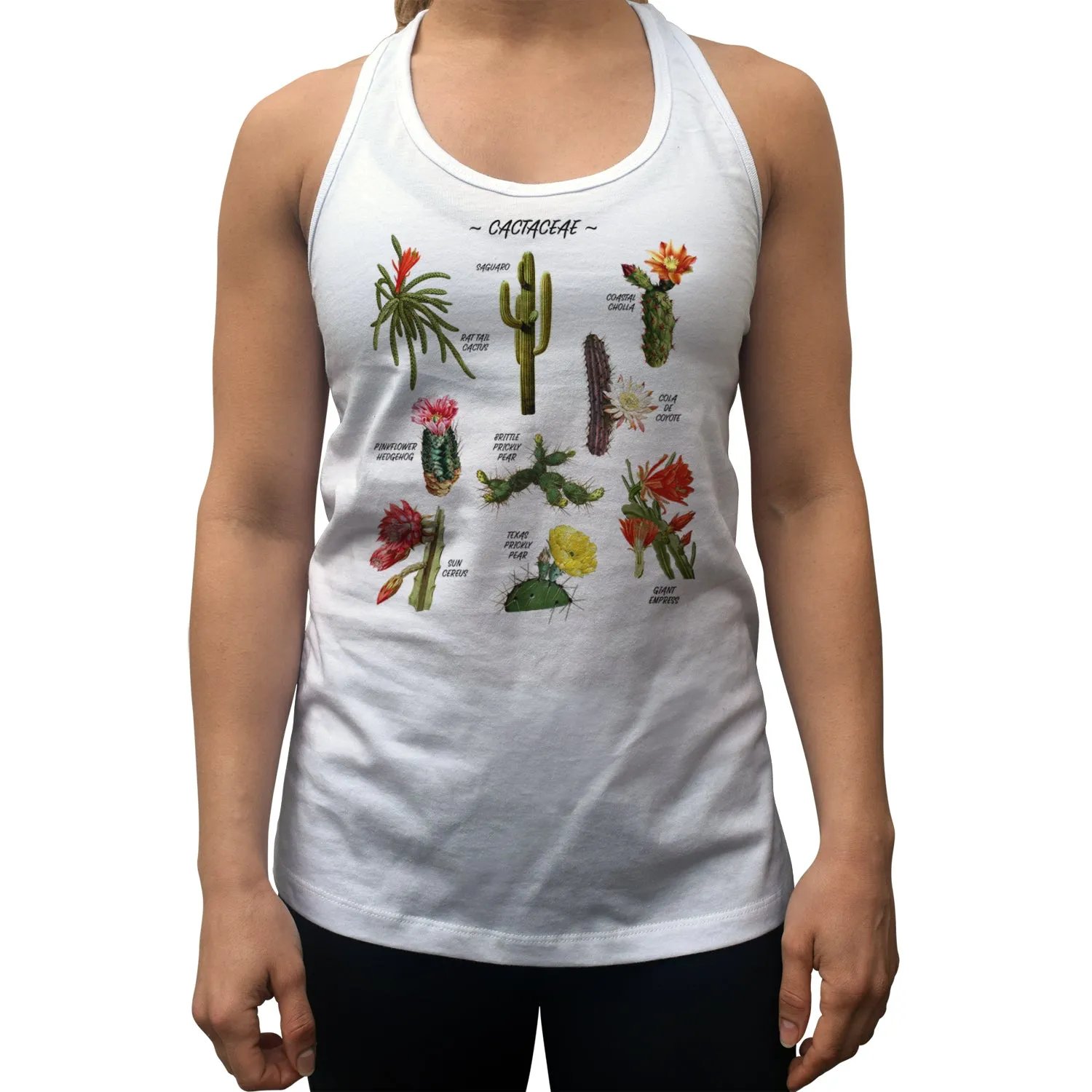 Women's Cactus Botanical Chart Racerback Tank Top