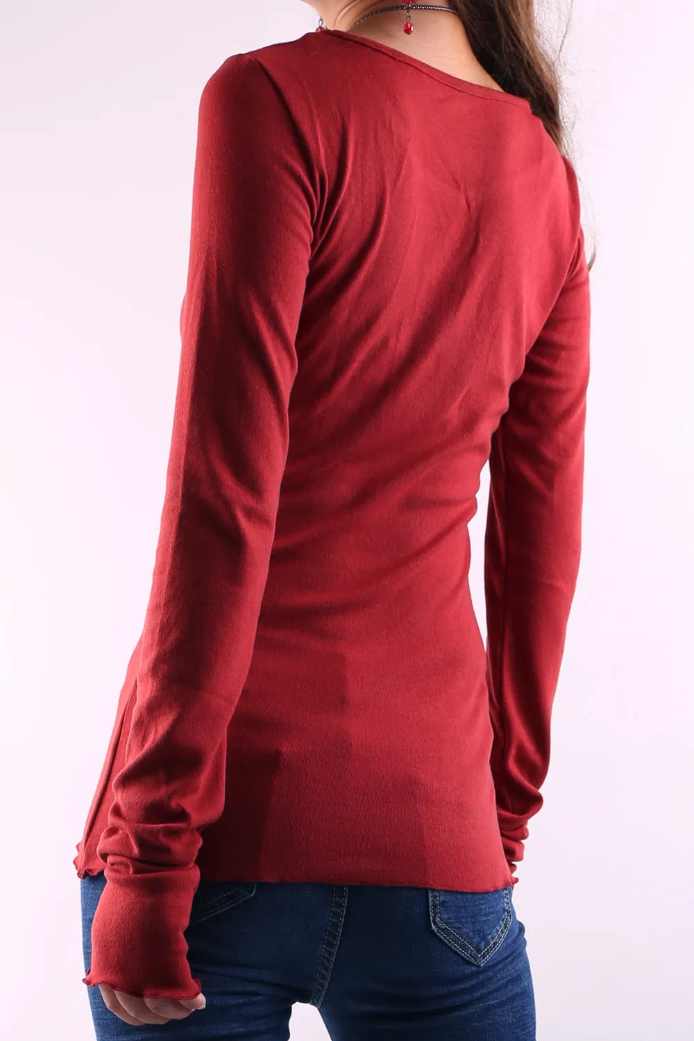 Women's Long Long Sleeves top, bottoming Cotton t-Shirt, Black shirt, v-neck top, form fitting top(Y1117)