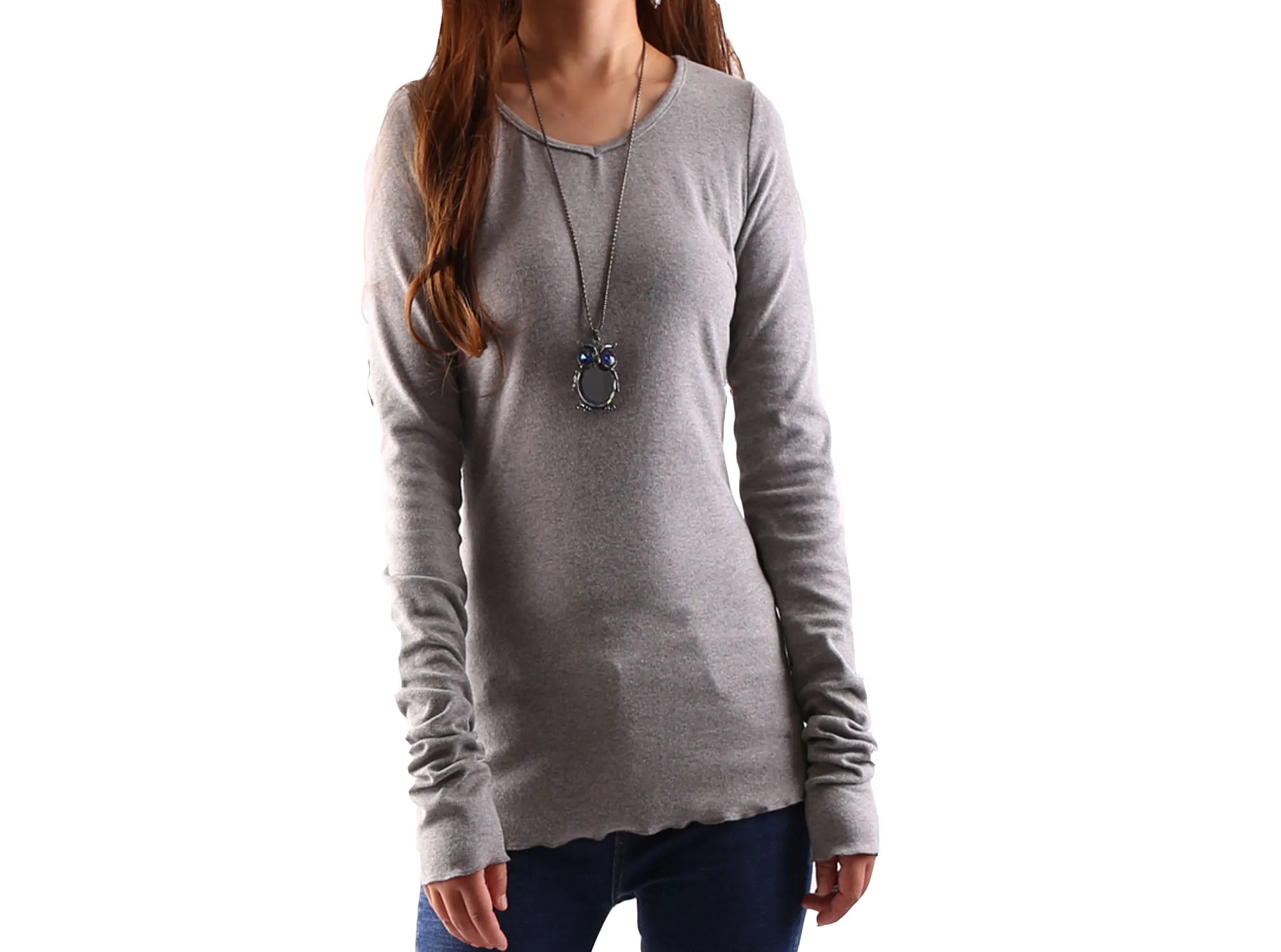 Women's Long Long Sleeves top, bottoming Cotton t-Shirt, Black shirt, v-neck top, form fitting top(Y1117)