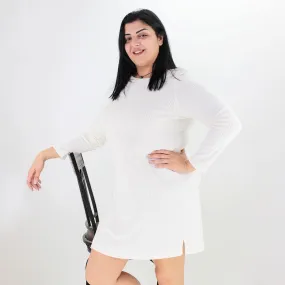 Women's Ribbed Fleece Dress,Off White