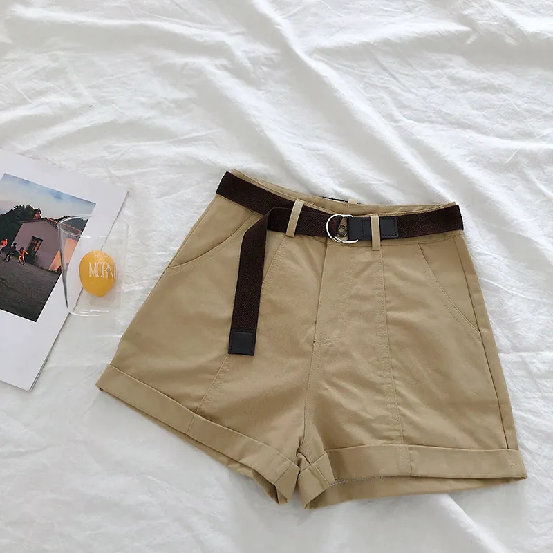 Women's Spring/Summer Casual Cotton Elastic High-Waist Shorts