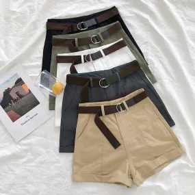 Women's Spring/Summer Casual Cotton Elastic High-Waist Shorts