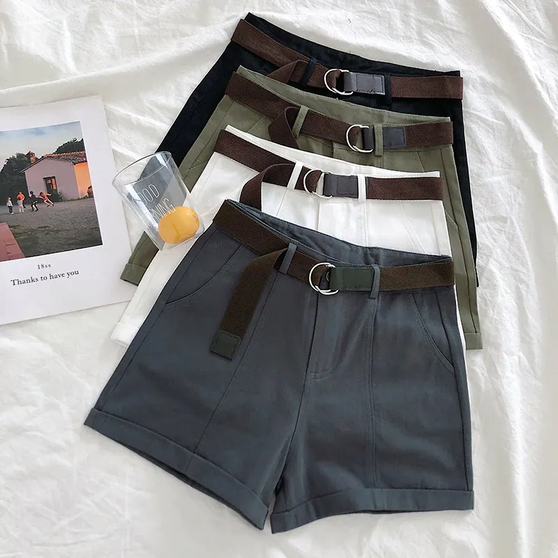 Women's Spring/Summer Casual Cotton Elastic High-Waist Shorts