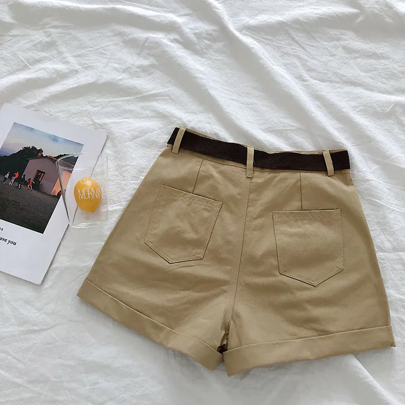 Women's Spring/Summer Casual Cotton Elastic High-Waist Shorts