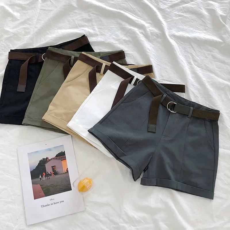 Women's Spring/Summer Casual Cotton Elastic High-Waist Shorts