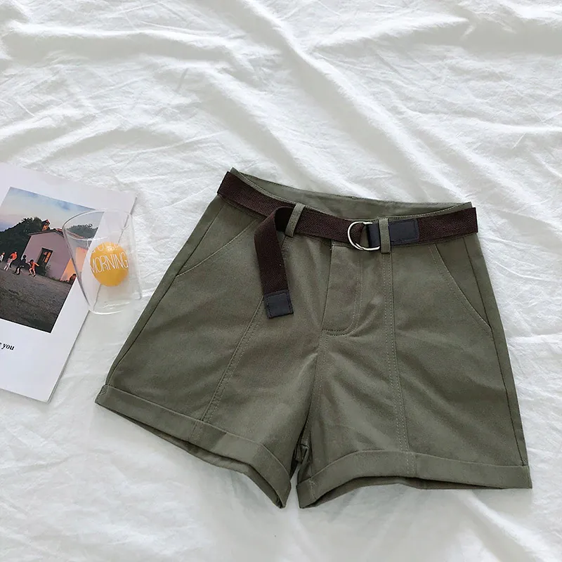 Women's Spring/Summer Casual Cotton Elastic High-Waist Shorts