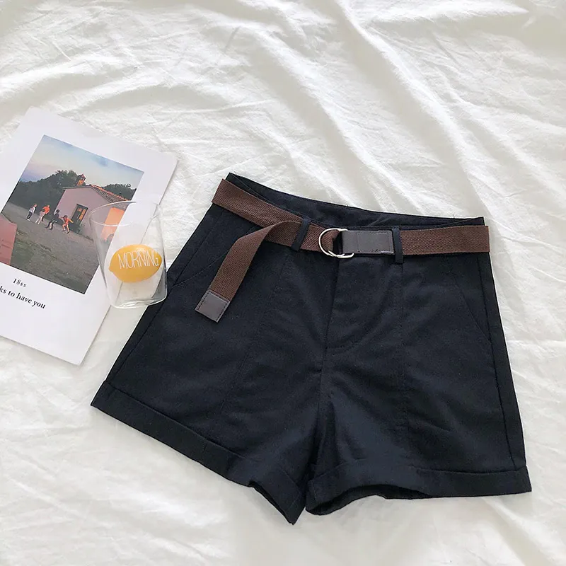 Women's Spring/Summer Casual Cotton Elastic High-Waist Shorts