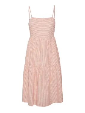 Women's Striped Open Tie-Back Dress,Red/White