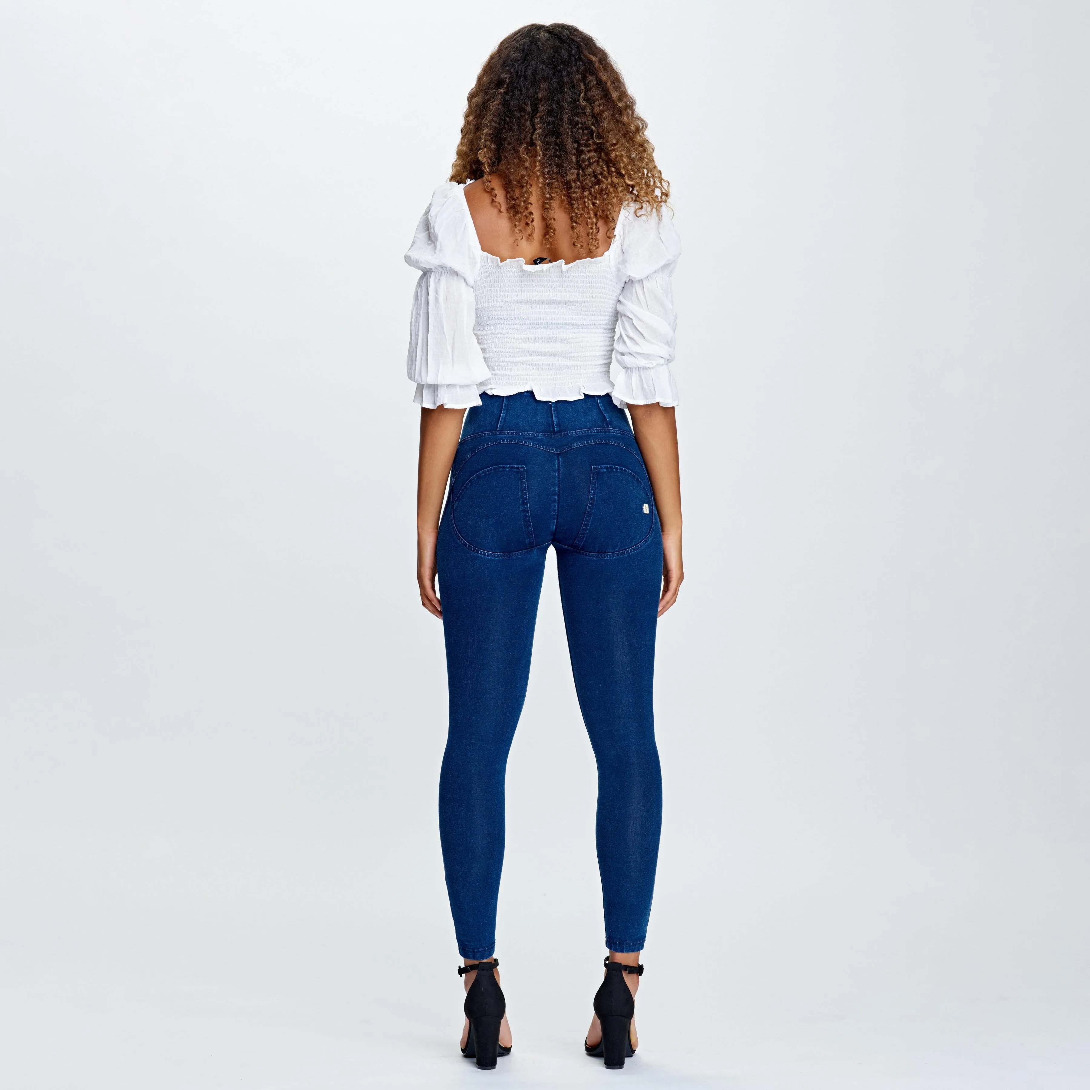 WR.UP® Denim - High Waist - 7/8 Length - Dark Blue   Blue Stitching