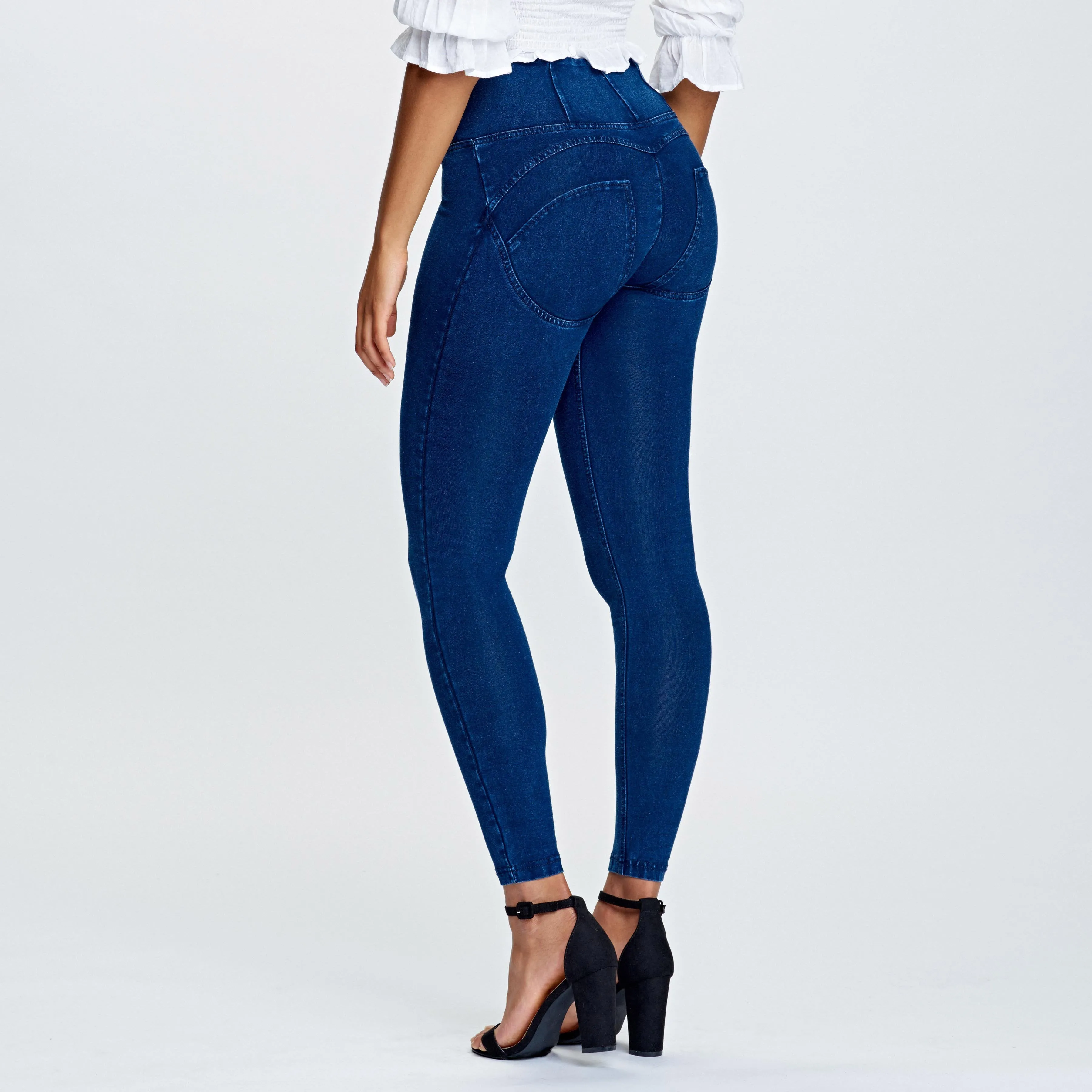WR.UP® Denim - High Waist - 7/8 Length - Dark Blue   Blue Stitching