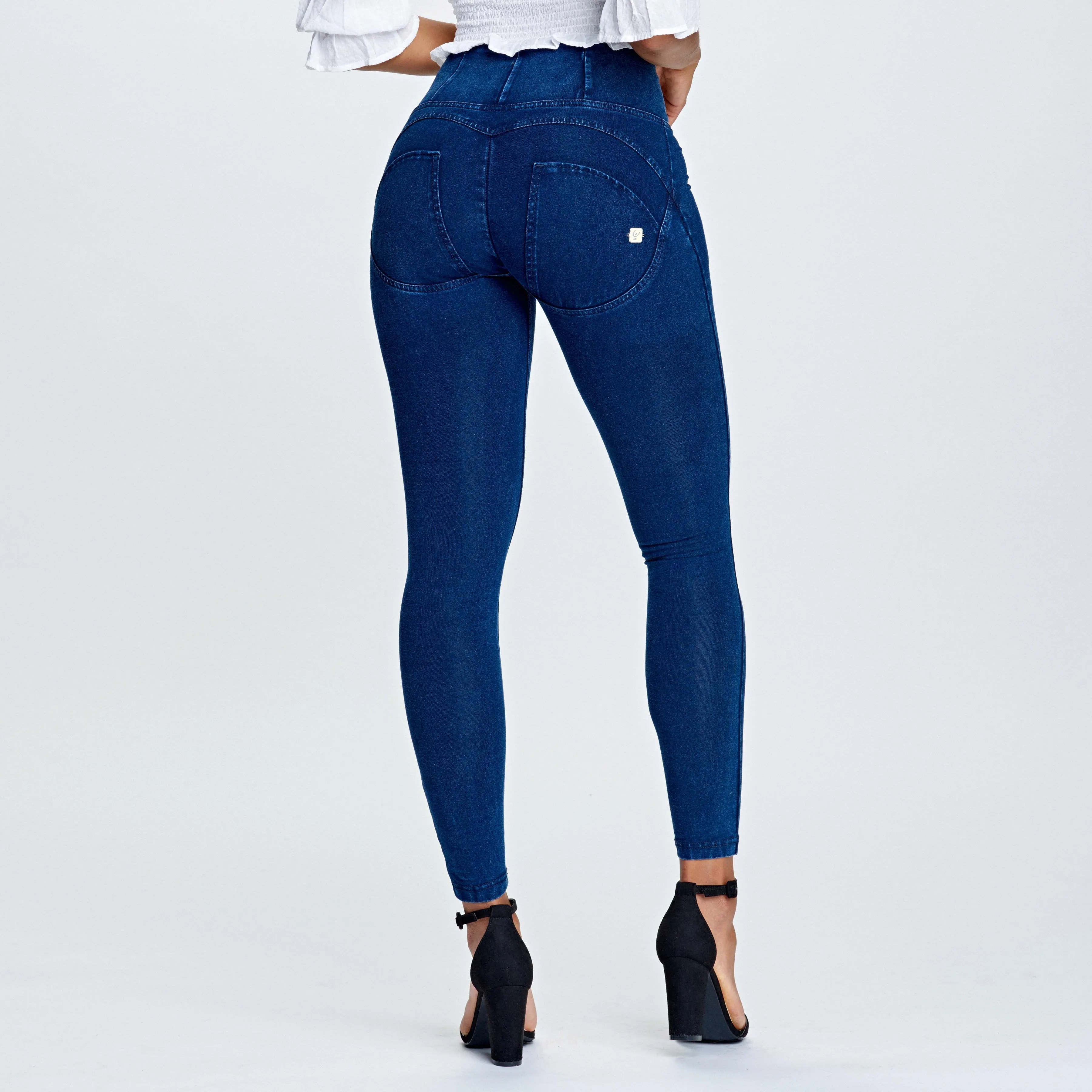 WR.UP® Denim - High Waist - 7/8 Length - Dark Blue   Blue Stitching