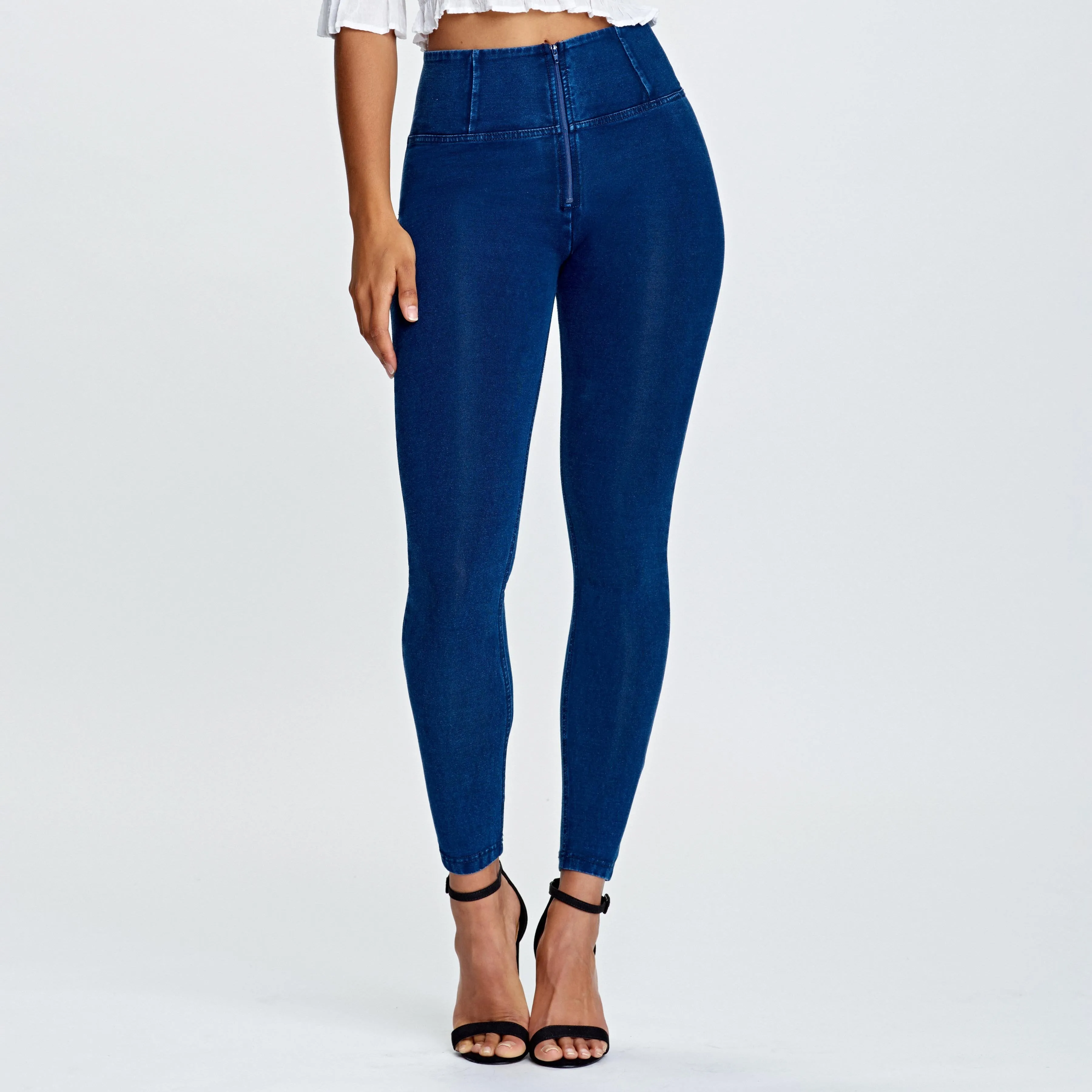 WR.UP® Denim - High Waist - 7/8 Length - Dark Blue   Blue Stitching