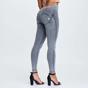 WR.UP® Denim - High Waist - 7/8 Length - Grey   Yellow Stitching