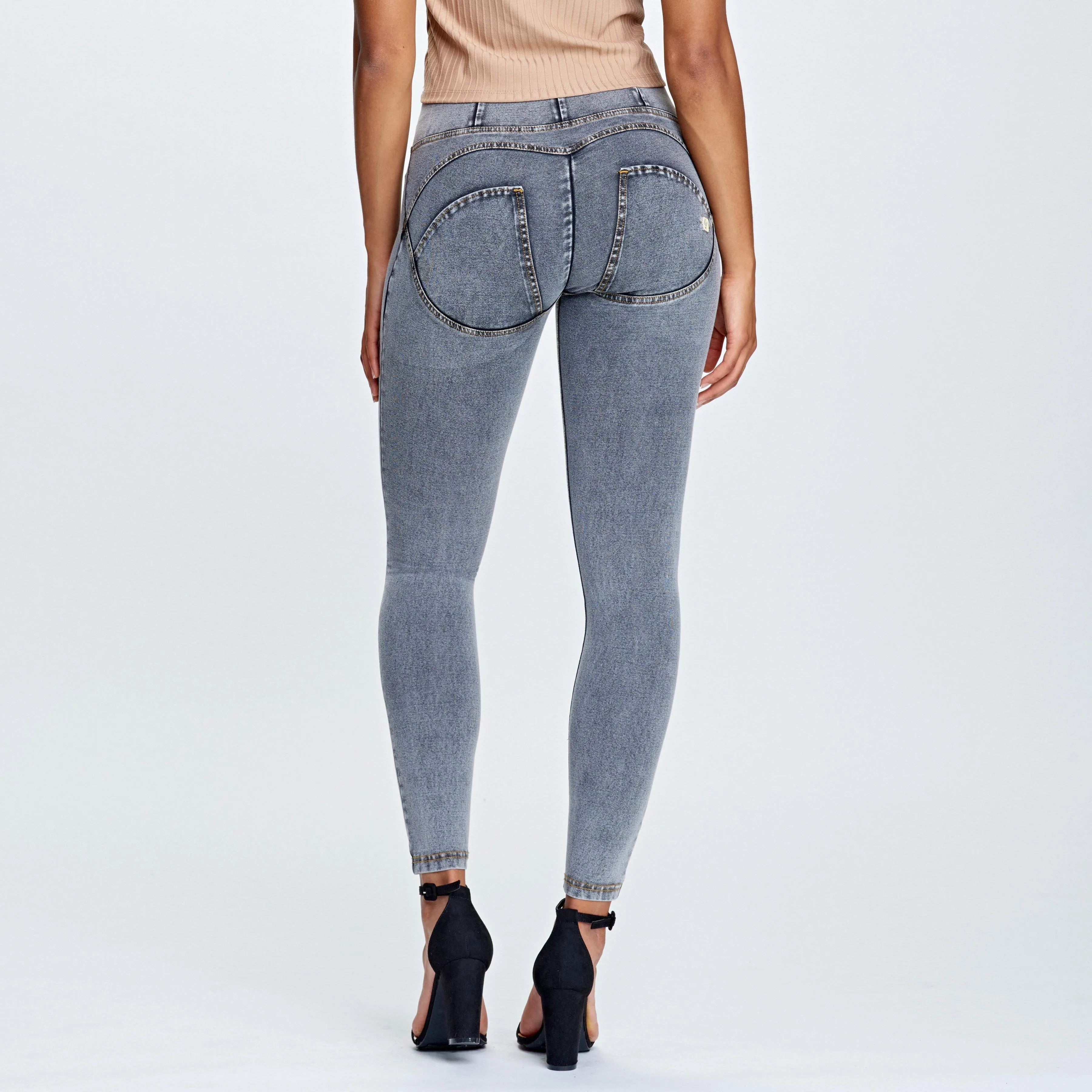 WR.UP® Denim - High Waist - 7/8 Length - Grey   Yellow Stitching