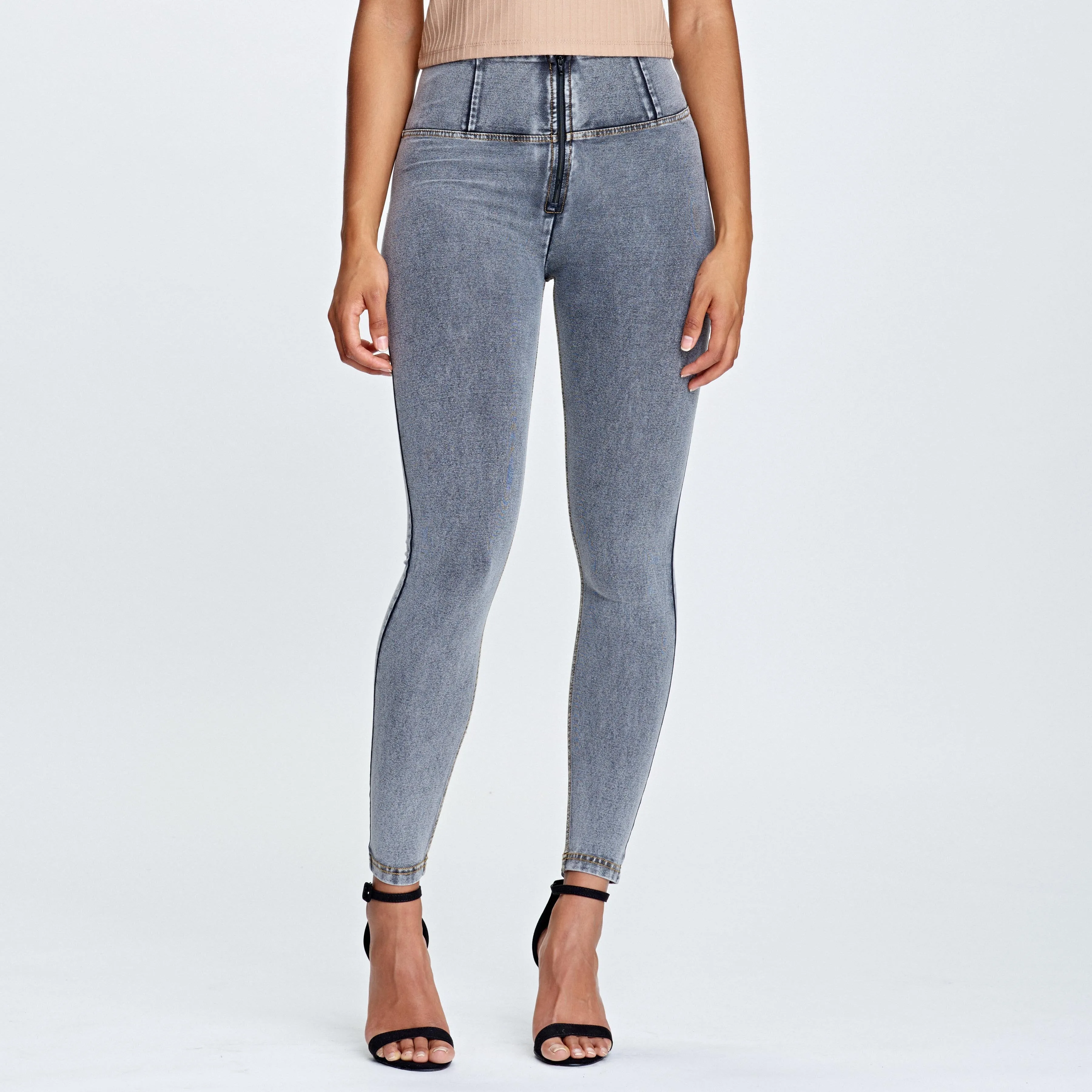 WR.UP® Denim - High Waist - 7/8 Length - Grey   Yellow Stitching