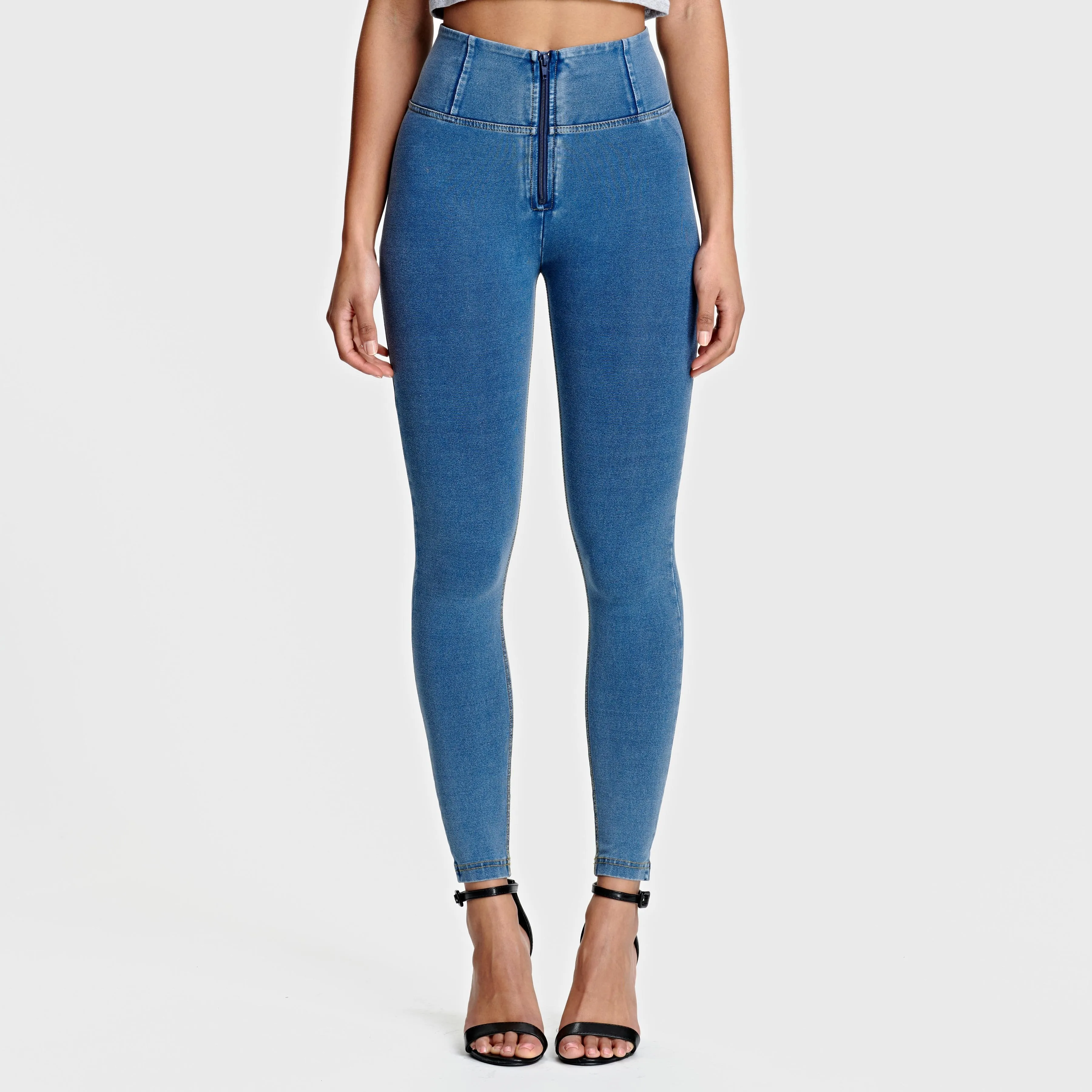 WR.UP® Denim - High Waist - 7/8 Length - Light Blue   Yellow Stitching