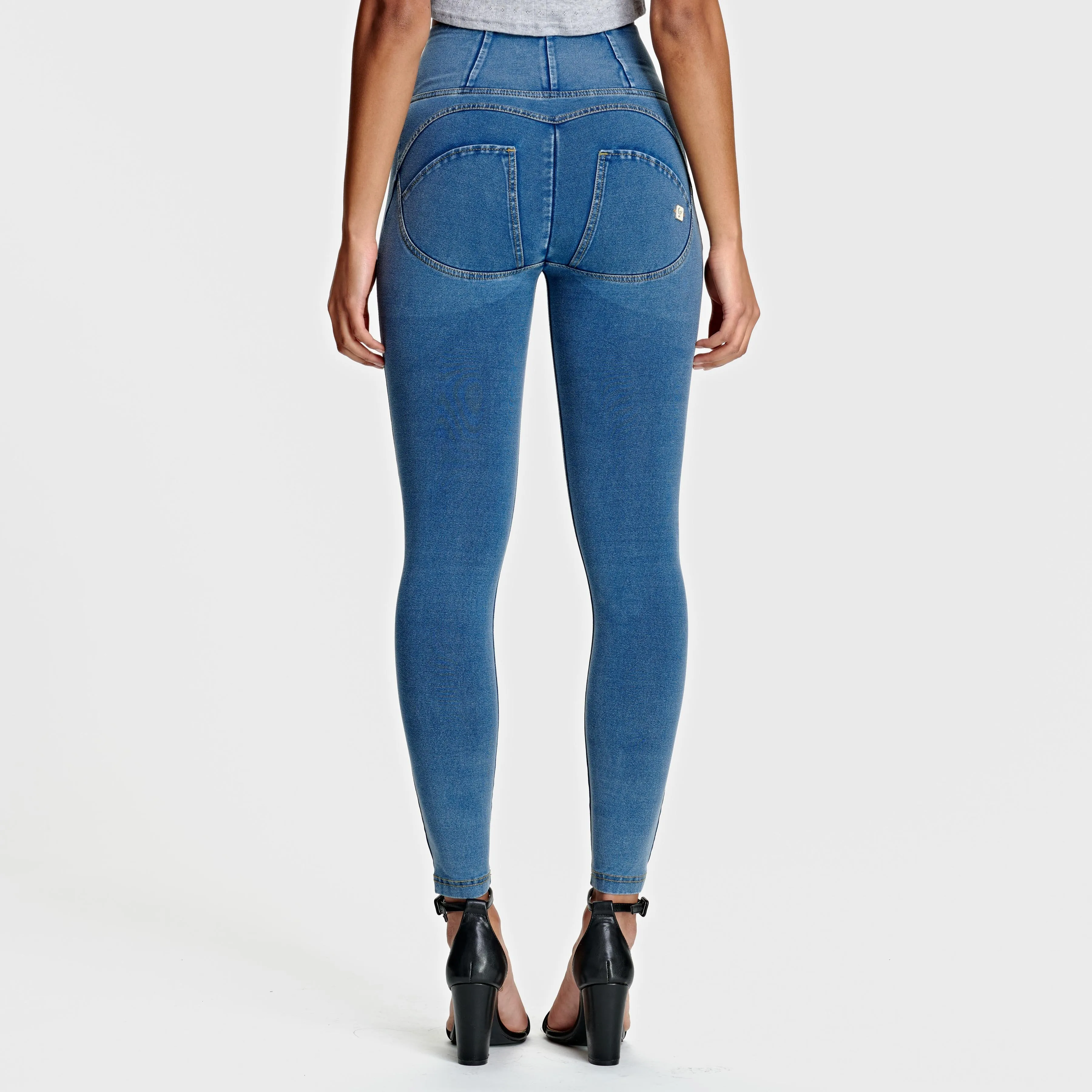 WR.UP® Denim - High Waist - 7/8 Length - Light Blue   Yellow Stitching