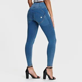 WR.UP® Denim - High Waist - 7/8 Length - Light Blue   Yellow Stitching