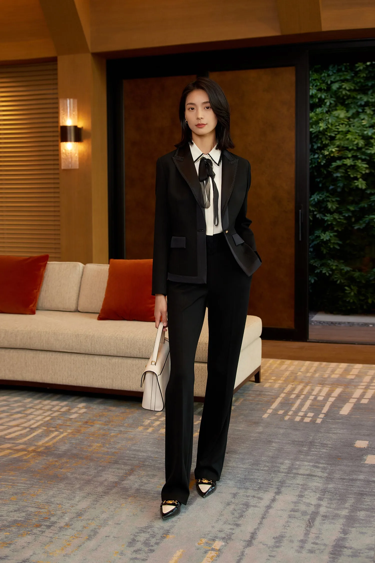 YAYING Merino Wool Micro Flare Black Pants
